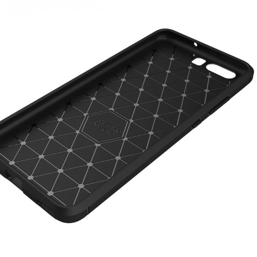 Fodral för Huawei P10, Techsuit, Kolfiber, Svart