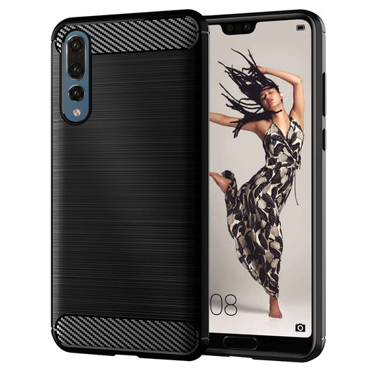 Fodral för Huawei P20 Pro, Techsuit, Kolfiber, Svart
