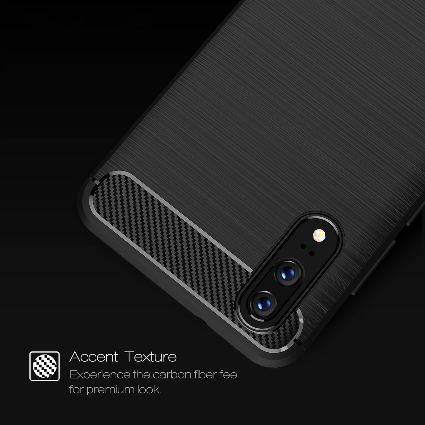 Fodral för Huawei P20, Techsuit, Kolfiber, Svart