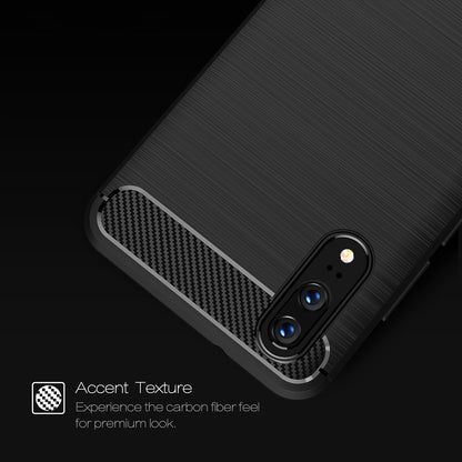 Fodral för Huawei P20, Techsuit, Kolfiber, Svart