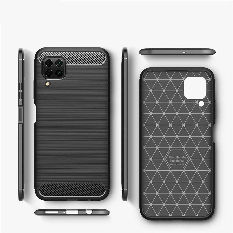 Fodral för Huawei P40 lite 4G, Techsuit, Kolfiber, Svart