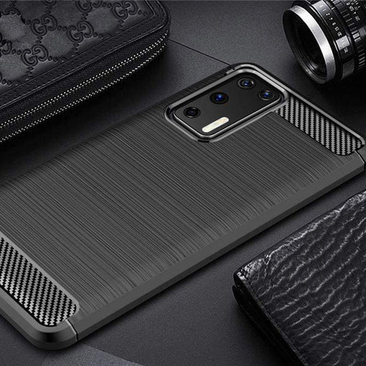 Fodral för Huawei P40 Pro, Techsuit, Kolfiber, Svart