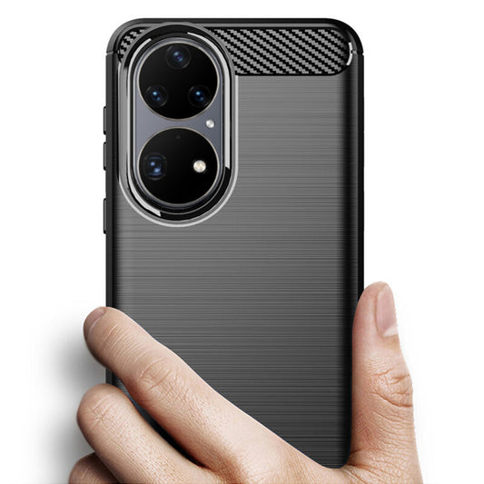 Fodral för Huawei P50 Pro, Techsuit, Kolfiber, Svart