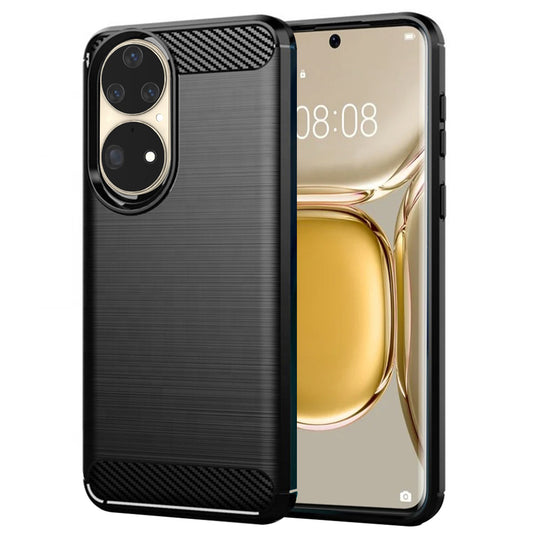 Fodral för Huawei P50 Pro, Techsuit, Kolfiber, Svart