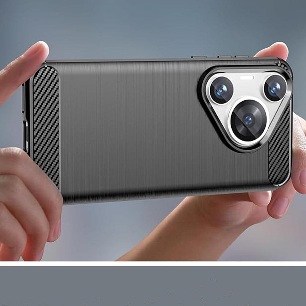 Fodral för Huawei Pura 70, Techsuit, Kolfiber, Svart