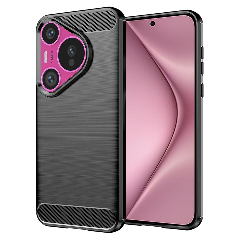 Fodral för Huawei Pura 70, Techsuit, Kolfiber, Svart