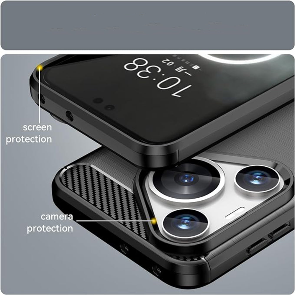 Fodral för Huawei Pura 70, Techsuit, Kolfiber, Svart