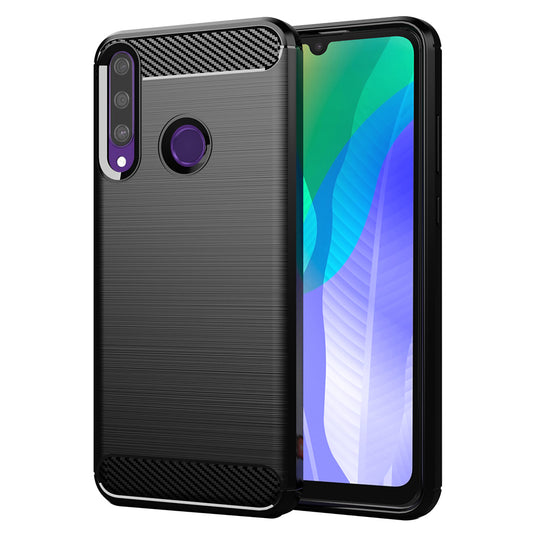 Fodral för Huawei Y6p, Techsuit, Kolfiber, Svart