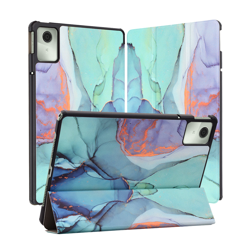 Fodral för Lenovo Tab M11, Techsuit, FoldPro Green Time, Flerfärgad