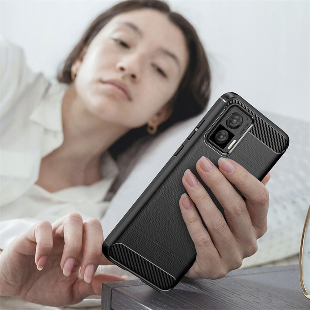 Mobilskal för Motorola Edge 30 Neo, Techsuit, Kolfiber, Svart