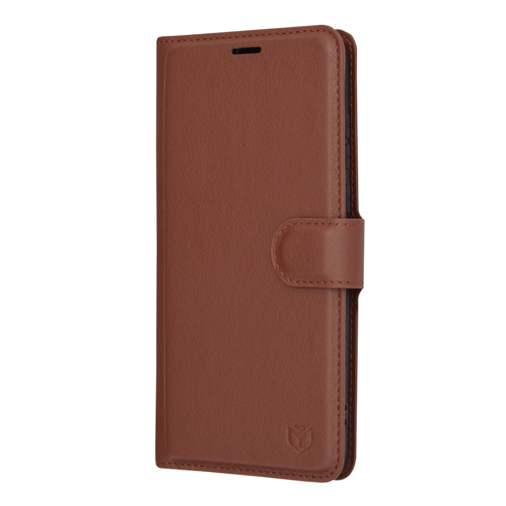 Fodral för Motorola Edge 30 Neo, Techsuit, Leather Folio, Brun