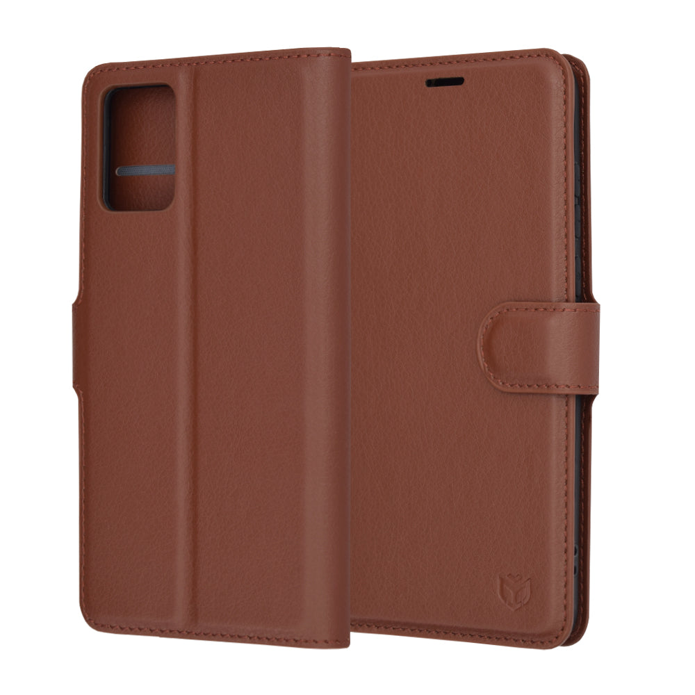 Fodral för Motorola Edge 30 Neo, Techsuit, Leather Folio, Brun
