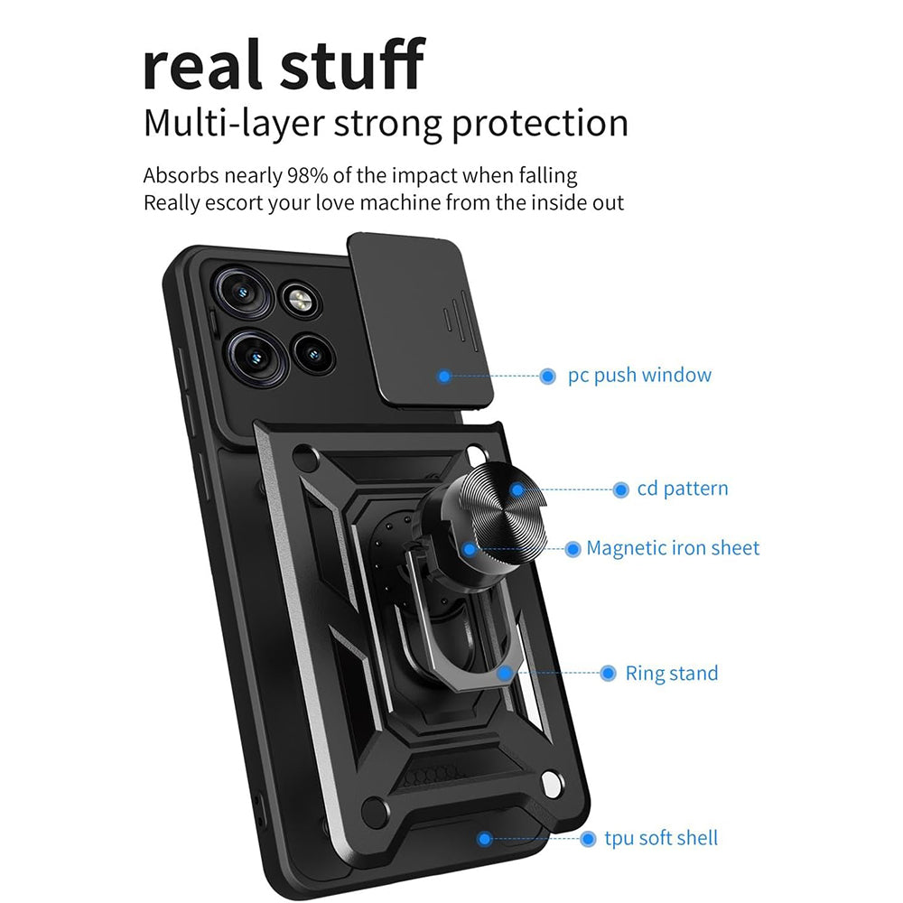 Fodral för Motorola Edge 50, Techsuit, CamShield, Svart