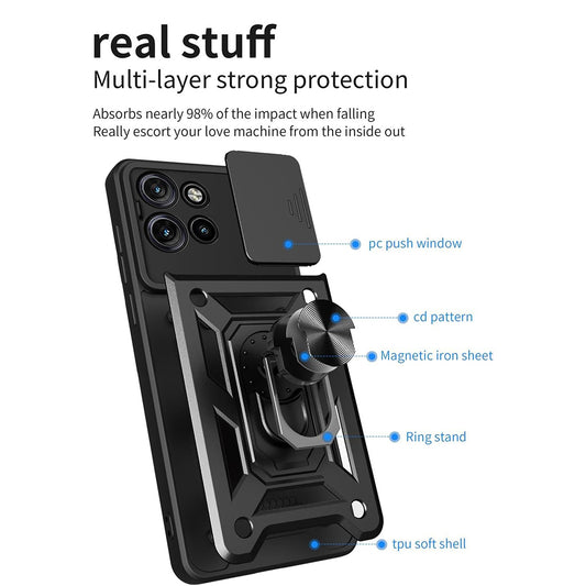 Fodral för Motorola Edge 50, Techsuit, CamShield, Svart