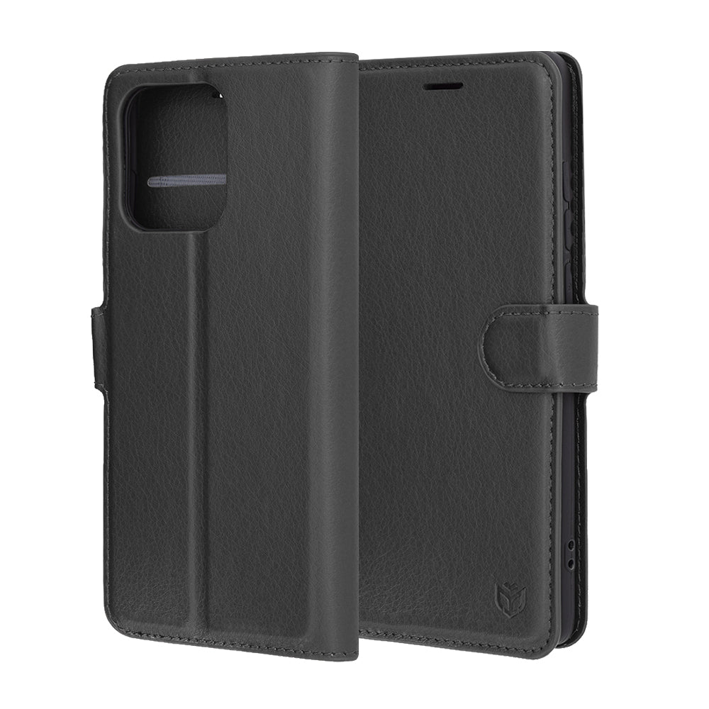 Fodral för Motorola Edge 60 Fusion / Edge 60, Techsuit, Leather Folio, Svart