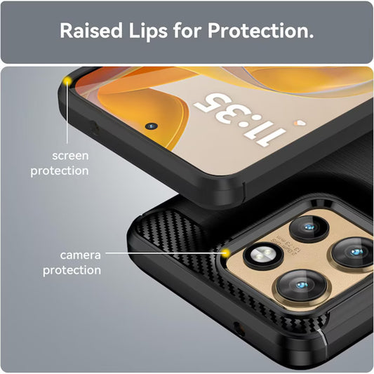 Skyddsfodral för Motorola Edge 60 Neo / Edge 50 Neo, Techsuit, Kolfiber, Blå