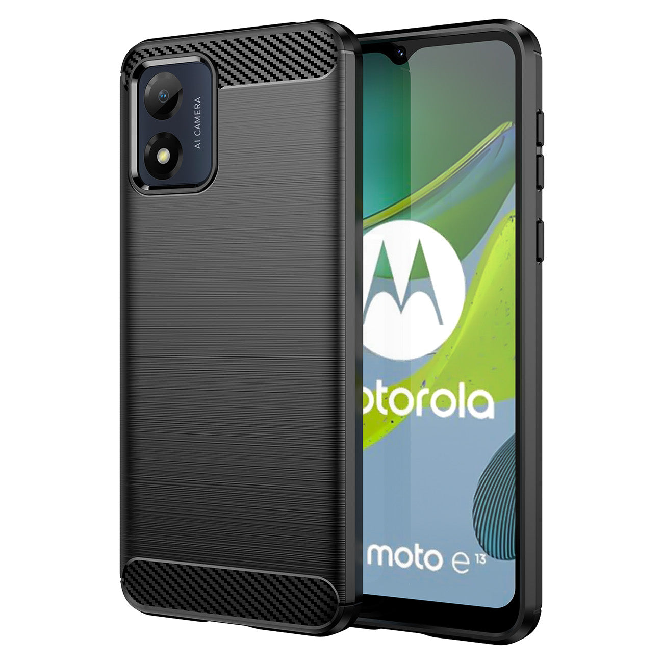 Fodral för Motorola Moto E13, OEM, Kolfiber, Svart