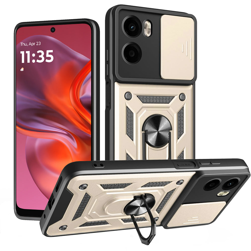 Fodral för Motorola Moto E15 / G05, Techsuit, CamShield, Guld