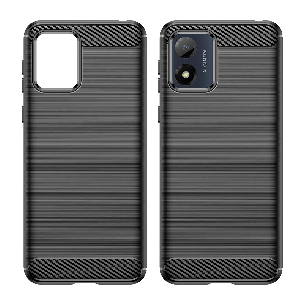 Fodral för Motorola Moto E13, Techsuit, Kolfiber, Svart
