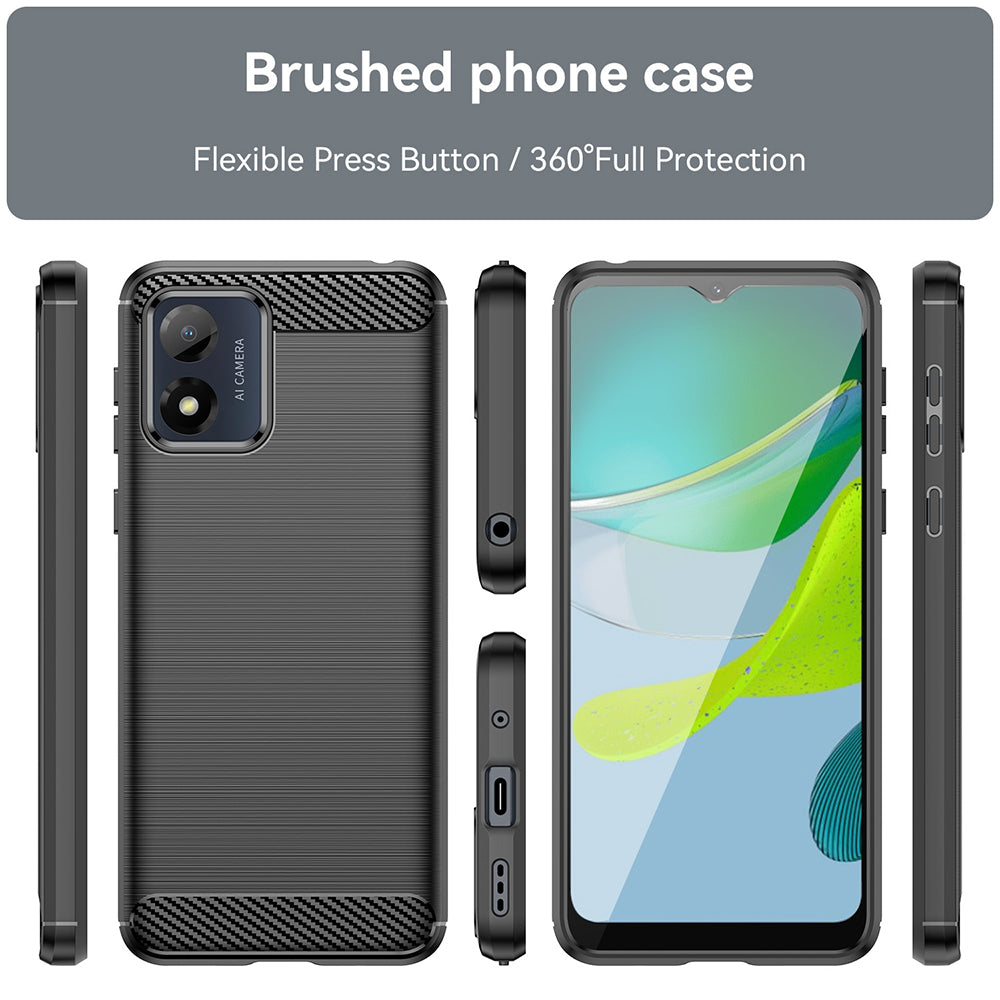 Fodral för Motorola Moto E13, Techsuit, Kolfiber, Svart