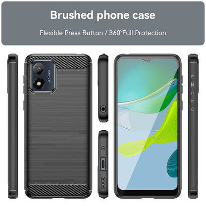 Fodral för Motorola Moto E13, Techsuit, Kolfiber, Svart
