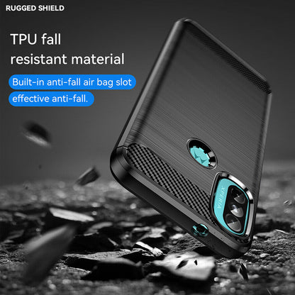 Fodral för Motorola Moto E40 / E30 / E20, Techsuit, Kolfiber, Svart