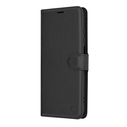 Fodral för Motorola Moto G04s / E14 / G04 / G24, Techsuit, Läderfolio, Svart