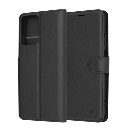 Fodral för Motorola Moto G04s / E14 / G04 / G24, Techsuit, Läderfolio, Svart