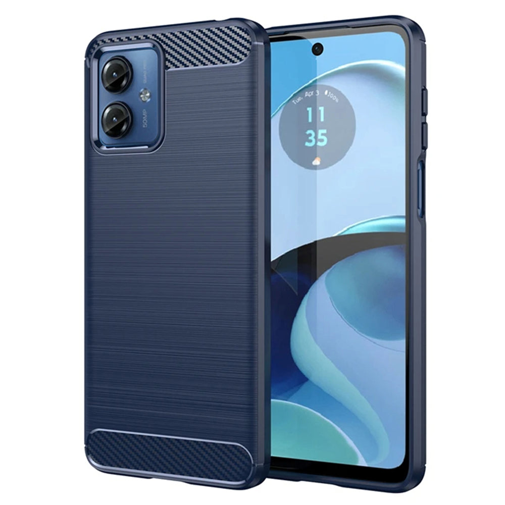 Fodral för Motorola Moto G14, Techsuit, Kolfiber, Blå
