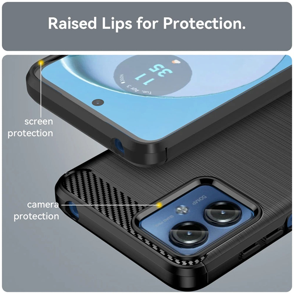 Fodral för Motorola Moto G14, Techsuit, Kolfiber, Blå