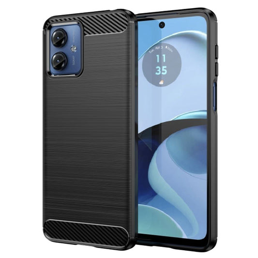 Fodral för Motorola Moto G14, Techsuit, Kolfiber, Svart
