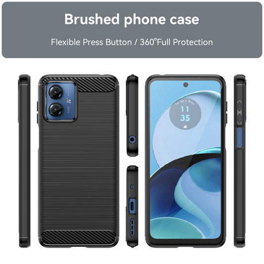 Fodral för Motorola Moto G14, Techsuit, Kolfiber, Svart