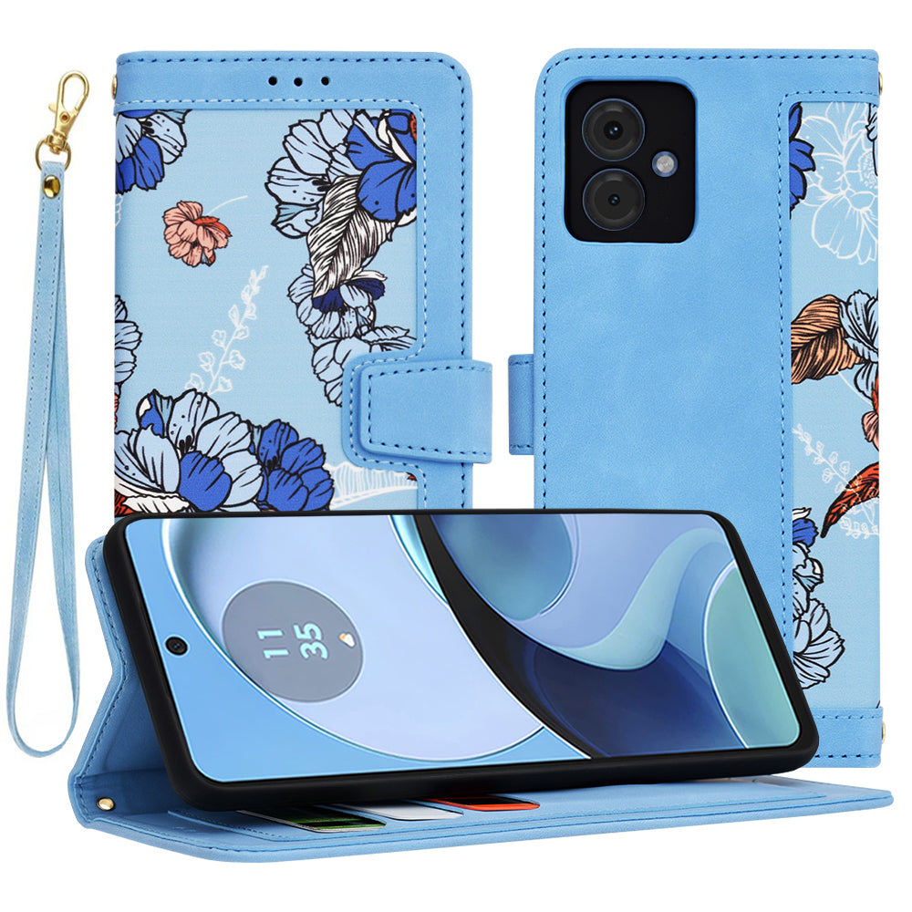 Fodral för Motorola Moto G14, Techsuit, FlipCraft, Blå