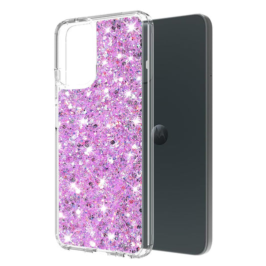Fodral för Motorola Moto G14, Techsuit, Glittrande Glitter, Magenta