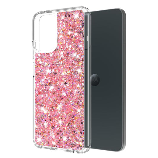 Fodral för Motorola Moto G14, Techsuit, Glittrande Glitter, Rosa