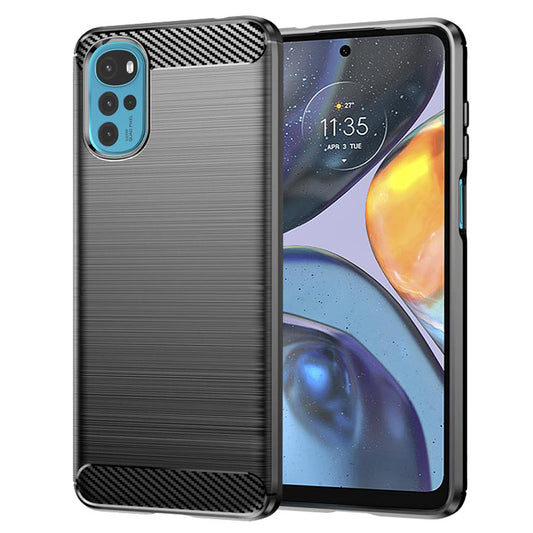 Fodral för Motorola Moto G22, Techsuit, Kolfiber, Svart