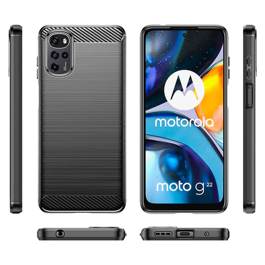 Fodral för Motorola Moto G22, Techsuit, Kolfiber, Svart