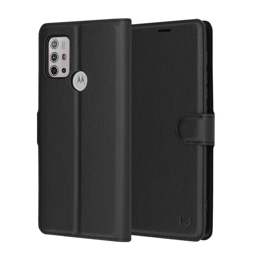 Fodral för Motorola Moto G30 / G20 / G10, Techsuit, Leather Folio, Svart