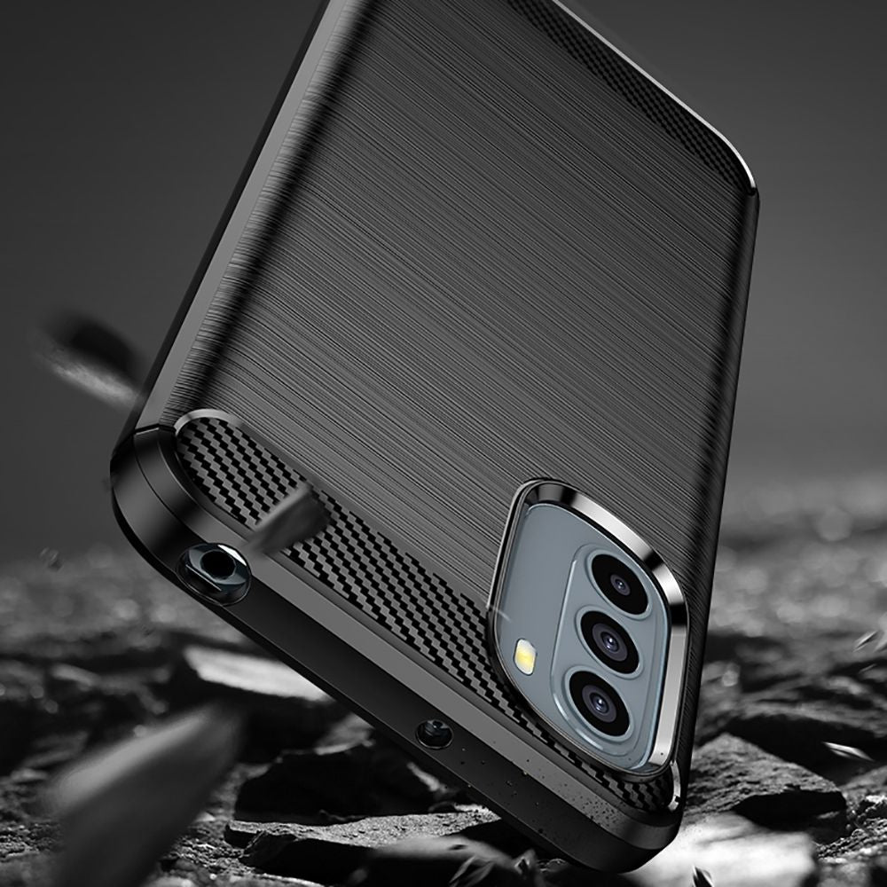 Fodral för Motorola Moto G31 / G41, Techsuit, Kolfiber, Svart