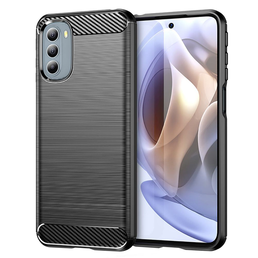 Fodral för Motorola Moto G31 / G41, Techsuit, Kolfiber, Svart