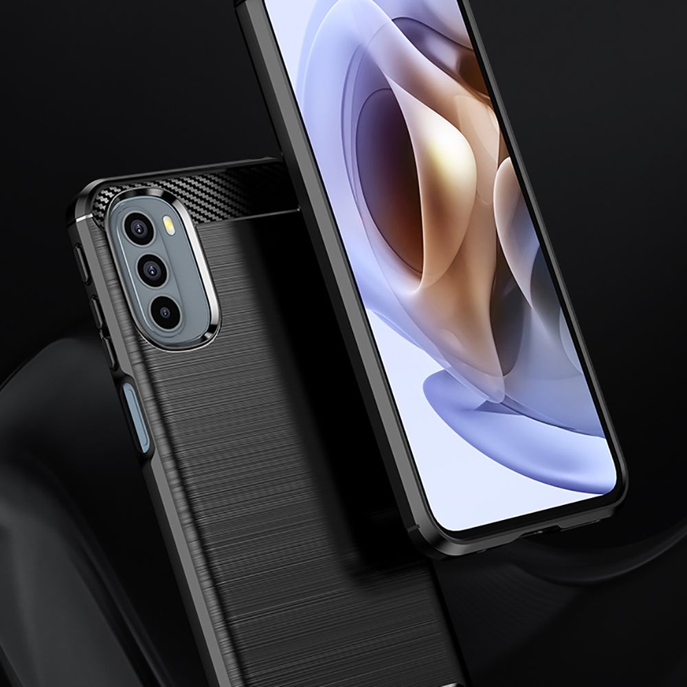 Fodral för Motorola Moto G31 / G41, Techsuit, Kolfiber, Svart