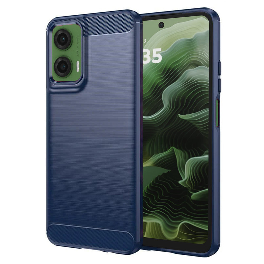 Fodral för Motorola Moto G35, Techsuit, Kolfiber, Blå