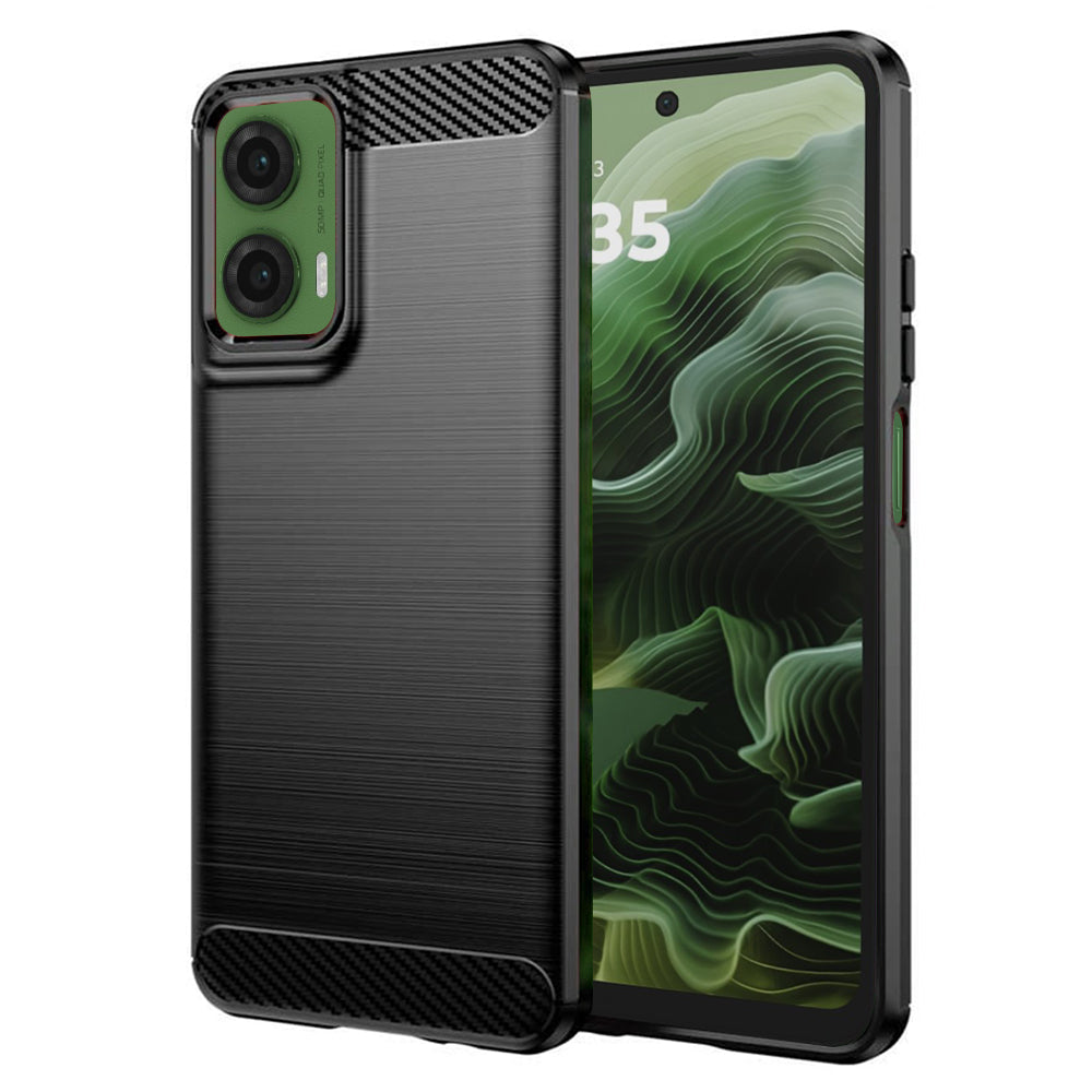 Fodral för Motorola Moto G35, Techsuit, Kolfiber, Svart
