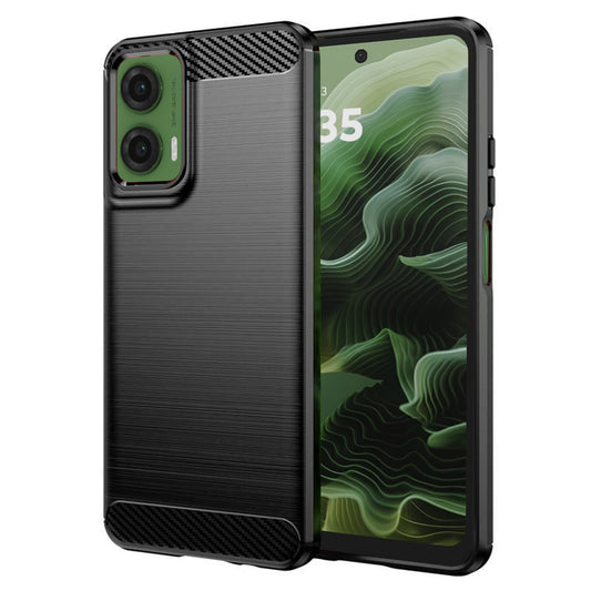Fodral för Motorola Moto G35, Techsuit, Kolfiber, Svart