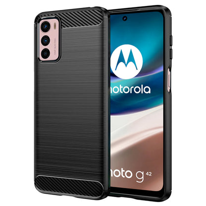 Fodral för Motorola Moto G42, Techsuit, Kolfiber, Svart