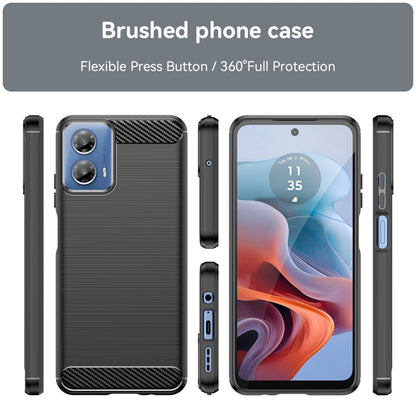 Fodral för Motorola Moto G45 / G34, Techsuit, Kolfiber, Svart