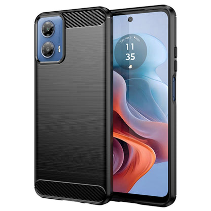 Fodral för Motorola Moto G45 / G34, Techsuit, Kolfiber, Svart