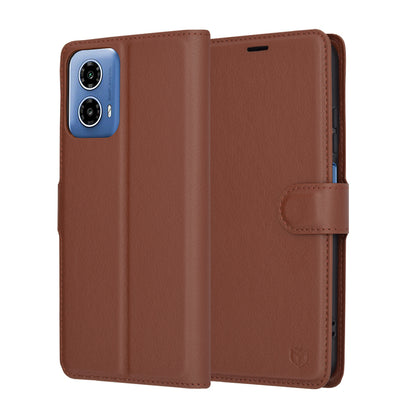 Fodral för Motorola Moto G45 / G34, Techsuit, Leather Folio, Brun