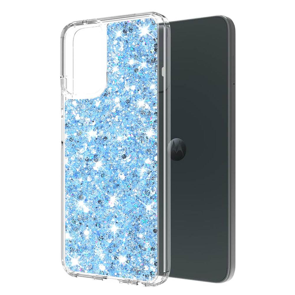 Fodral för Motorola Moto G45 / G34, Techsuit, Glittrande Glitter, Blå