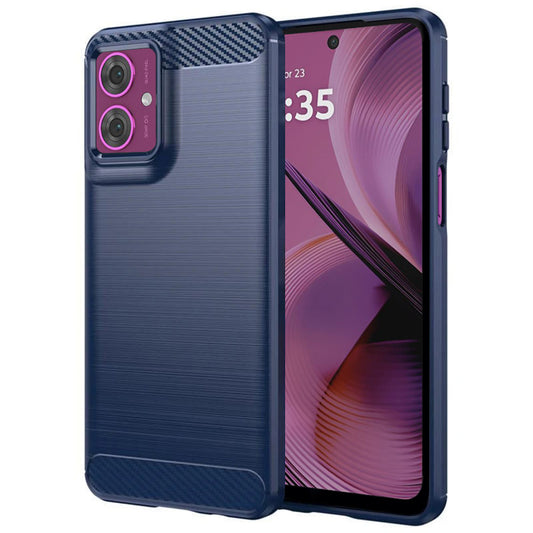 Fodral för Motorola Moto G55, Techsuit, Kolfiber, Blå